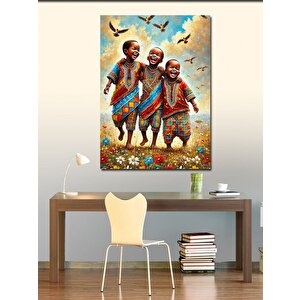 Kanvas Tablo Mutlu Afrikalı Çocuklar 100x140 cm