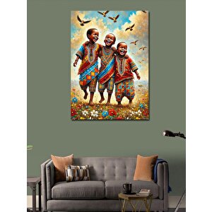 Kanvas Tablo Mutlu Afrikalı Çocuklar 100x140 cm