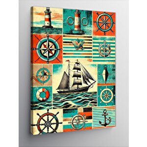 Kanvas Tablo Deniz Temalı Geometrik Desen 70x100 cm