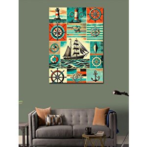 Kanvas Tablo Deniz Temalı Geometrik Desen 70x100 cm