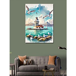 Kanvas Tablo Deniz Feneri Ve Martılar 100x140 cm