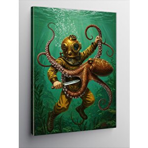 Kanvas Tablo Deniz Canavarı Ve Dalgıç 100x140 cm