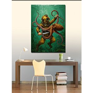 Kanvas Tablo Deniz Canavarı Ve Dalgıç 100x140 cm