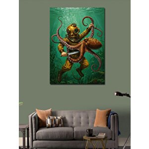 Kanvas Tablo Deniz Canavarı Ve Dalgıç 100x140 cm