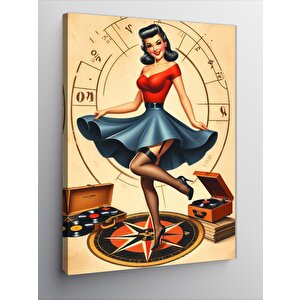 Kanvas Tablo Retro Kadın Figürü 70x100 cm