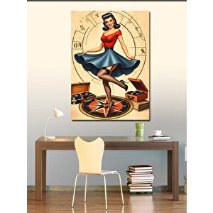 Kanvas Tablo Retro Kadın Figürü 70x100 cm