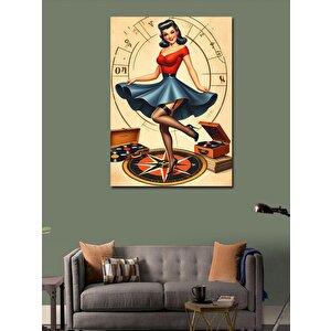 Kanvas Tablo Retro Kadın Figürü 70x100 cm