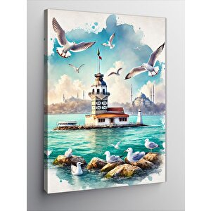 Kanvas Tablo Deniz Feneri Ve Martılar 50x70 cm