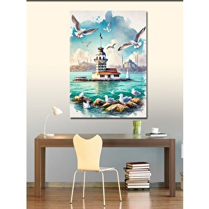 Kanvas Tablo Deniz Feneri Ve Martılar 70x100 cm