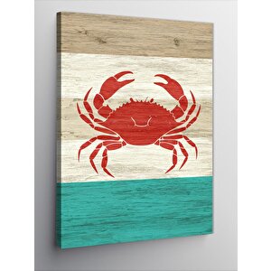 Kanvas Tablo Ahşap Yengeç Motifi 50x70 cm