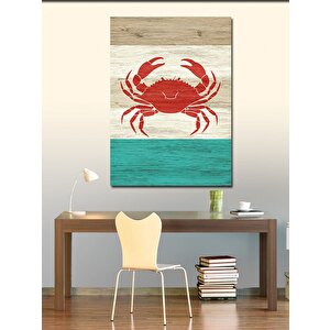 Kanvas Tablo Ahşap Yengeç Motifi 50x70 cm