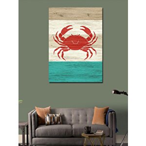 Kanvas Tablo Ahşap Yengeç Motifi 50x70 cm