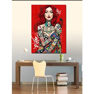 Kanvas Tablo Renkli Dövmeli Kadın 100x140 cm