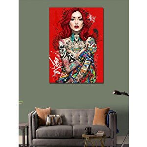 Kanvas Tablo Renkli Dövmeli Kadın 100x140 cm