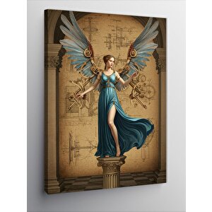 Kanvas Tablo Altın Kanatlı Melek Heykeli 50x70 cm