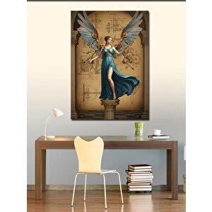 Kanvas Tablo Altın Kanatlı Melek Heykeli 50x70 cm