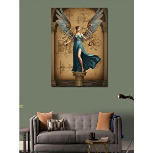 Kanvas Tablo Altın Kanatlı Melek Heykeli 70x100 cm