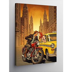 Kanvas Tablo New York'ta Taksi Ve Çift 100x140 cm
