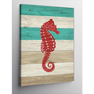 Kanvas Tablo Ahşap Denizatı Motifi 50x70 cm