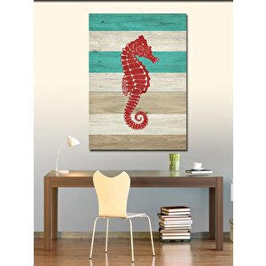 Kanvas Tablo Ahşap Denizatı Motifi 50x70 cm