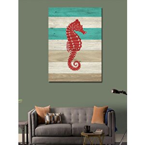 Kanvas Tablo Ahşap Denizatı Motifi 50x70 cm