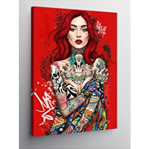 Kanvas Tablo Renkli Dövmeli Kadın 70x100 cm