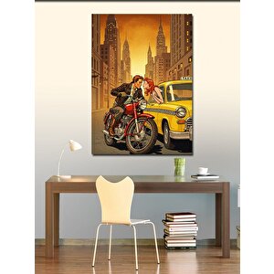 Kanvas Tablo New York'ta Taksi Ve Çift 70x100 cm