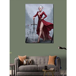Kanvas Tablo Kırmızı Elbiseli Kadın 100x140 cm