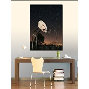 Kanvas Tablo Gece Basketbol Sahası Ve Yıldızlar 50x70 cm