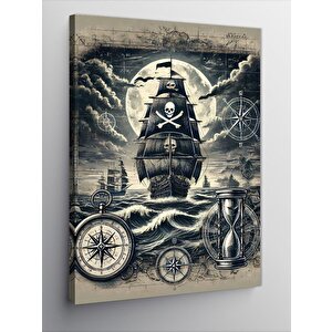 Kanvas Tablo Korsan Gemisi Ve Deniz Motifi 50x70 cm