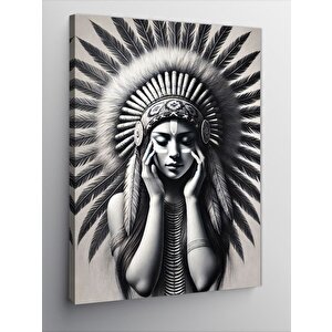 Kanvas Tablo Kızılderili Kadın Çizimi 100x140 cm