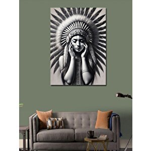 Kanvas Tablo Kızılderili Kadın Çizimi 100x140 cm