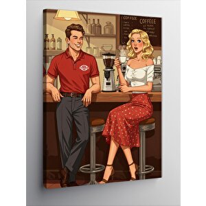Kanvas Tablo Kafede Mutlu Çift 50x70 cm