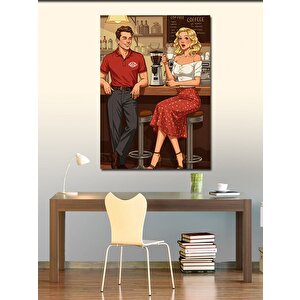 Kanvas Tablo Kafede Mutlu Çift 50x70 cm