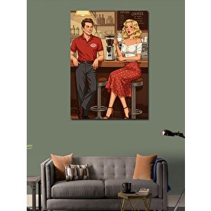 Kanvas Tablo Kafede Mutlu Çift 50x70 cm