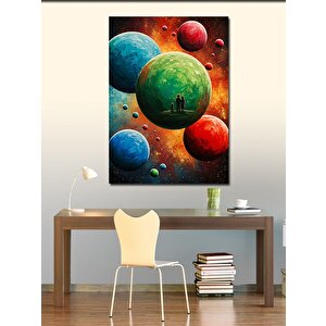 Kanvas Tablo Renkli Gezegenler Ve Aşıklar 70x100 cm