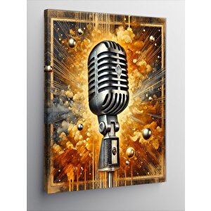 Kanvas Tablo Altın Mikrofon Patlaması 70x100 cm