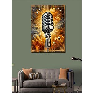 Kanvas Tablo Altın Mikrofon Patlaması 100x140 cm