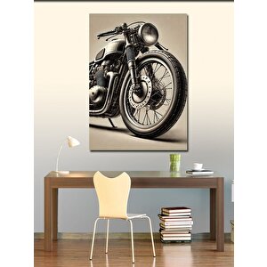 Kanvas Tablo Klasik Motosiklet Çizimi 100x140 cm
