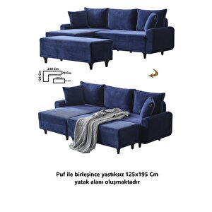 Flavia Köşe Takımı Puflu Lacivert