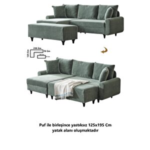 Flavia Köşe Takımı Puflu Yeşil