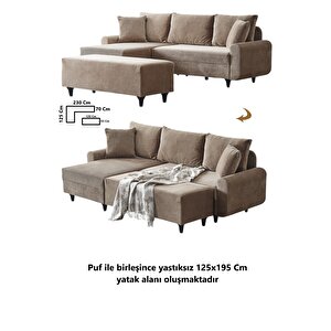 Flavia Köşe Takımı Puflu Kahve