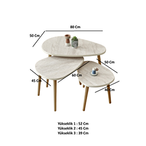 Mdf Alvin Zigon - Orta Sehpa 3'lü Traverten