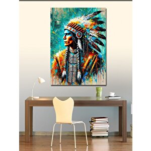 Kanvas Tablo Kızılderili Ve Renkli Tasarım 100x140 cm