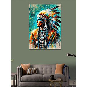 Kanvas Tablo Kızılderili Ve Renkli Tasarım 100x140 cm