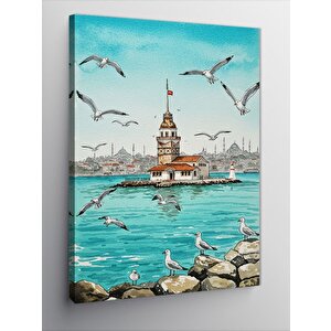 Kanvas Tablo Kız Kulesi Ve Martılar 50x70 cm
