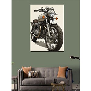 Kanvas Tablo Klasik Motosiklet Çizimi 100x140 cm