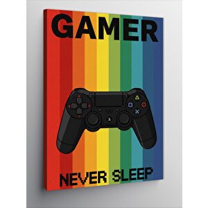 Kanvas Tablo "gamer Never Sleep" Ve Oyun Tutkusu 50x70 cm