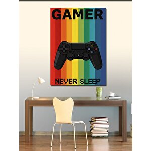 Kanvas Tablo "gamer Never Sleep" Ve Oyun Tutkusu 50x70 cm