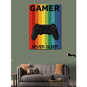 Kanvas Tablo "gamer Never Sleep" Ve Oyun Tutkusu 50x70 cm